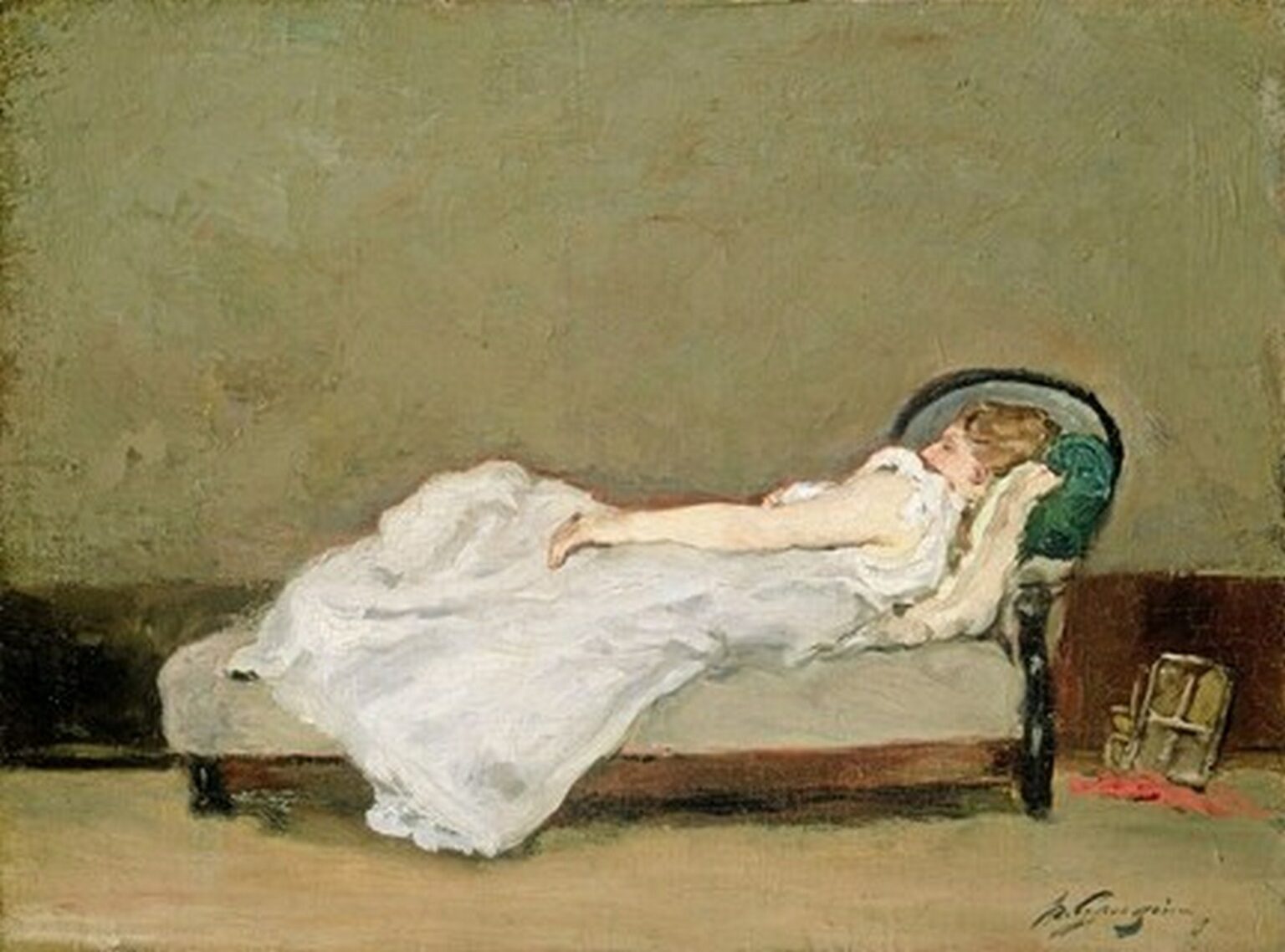 Gauguin Mette asleep on a sofa (1875)