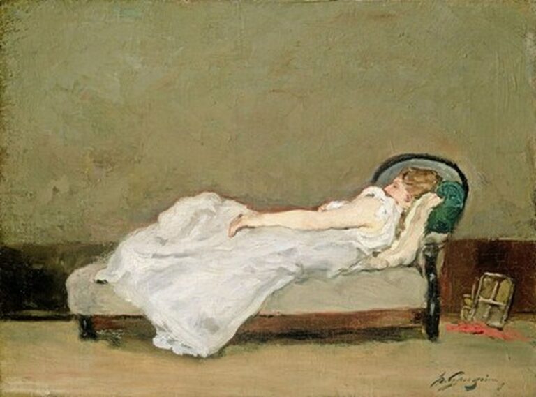 Gauguin Mette asleep on a sofa (1875)