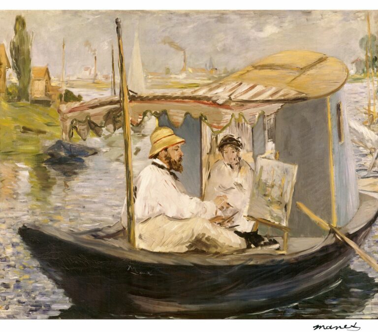 Manet Monet in his Studio Boat (1874)