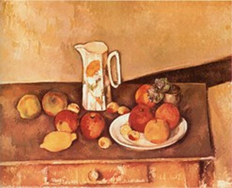 Cézanne Naturaleza muerta con jarra y plato de fruta (1888-90)