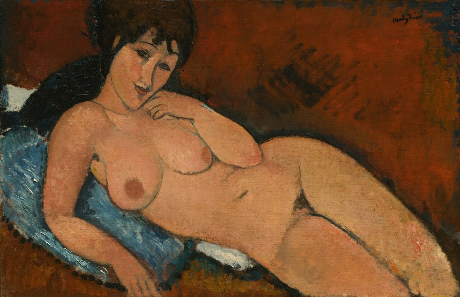 Modigliani Nude on a Blue Cushion (1917)