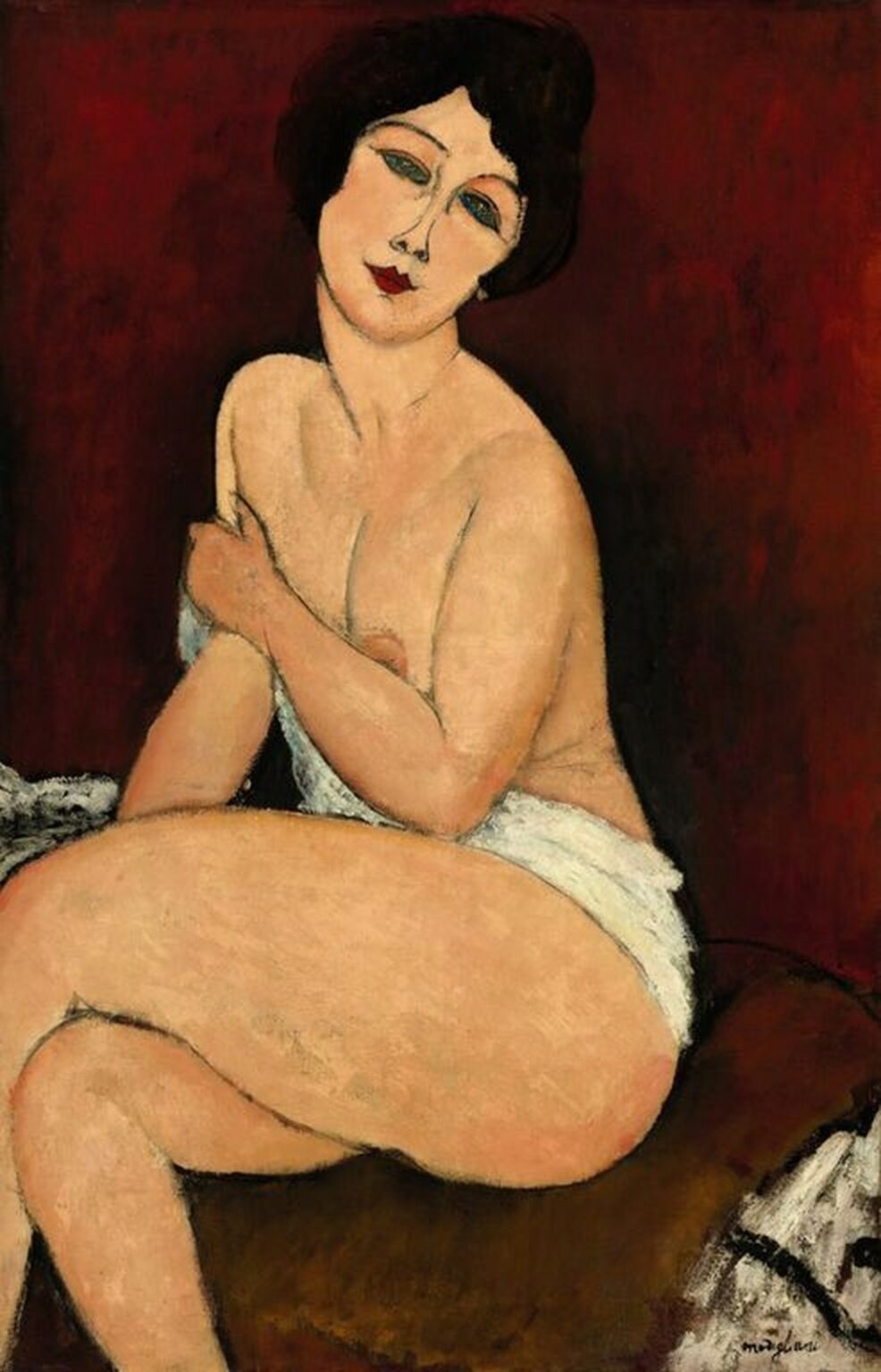 Modigliani Nude seating on a sofa (1917)