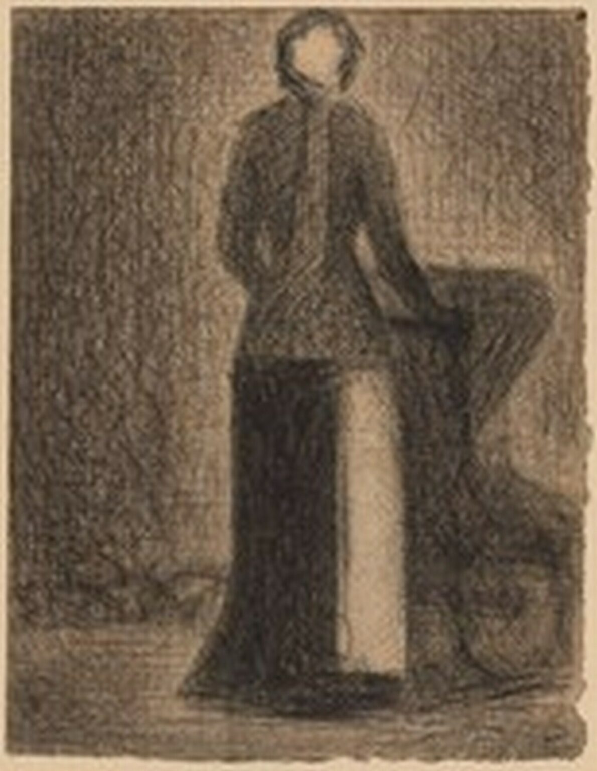 Seurat Nurse with a Child's Carriage. Verso: Woman Standing, Arms Extended (1882-84)
