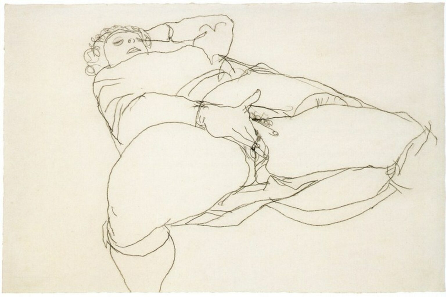 Schiele Onanierende Frau Mit Gespreizten Schenkeln (Masturbating woman with spread thighs, 1913)