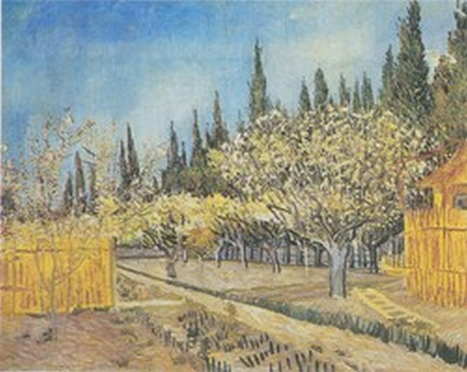 Van Gogh Orchard in Blossom, Bordered by Cypresses (April, 1888)