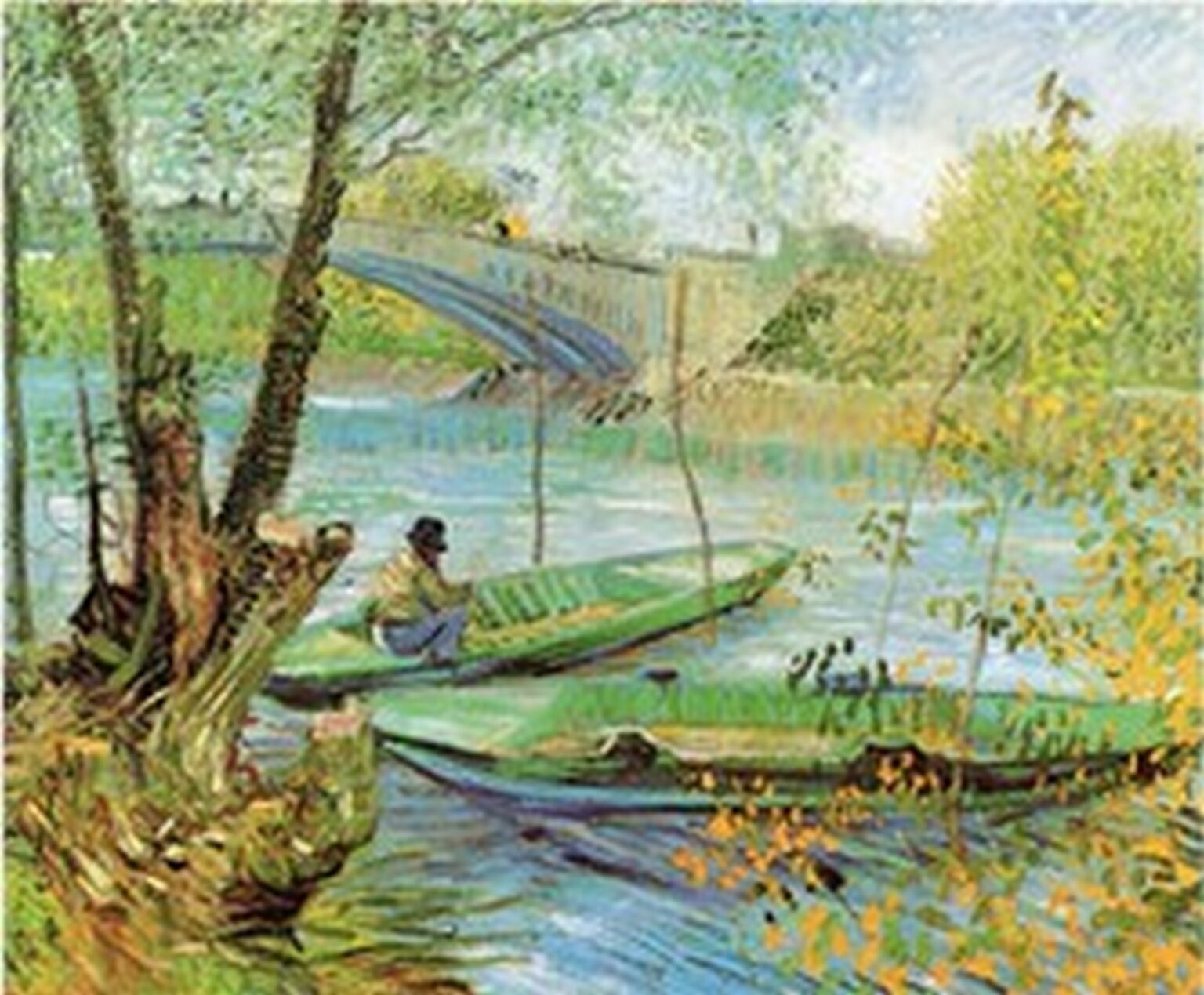 Van Gogh Pescador y barcas junto al puente de Clichy (1887)