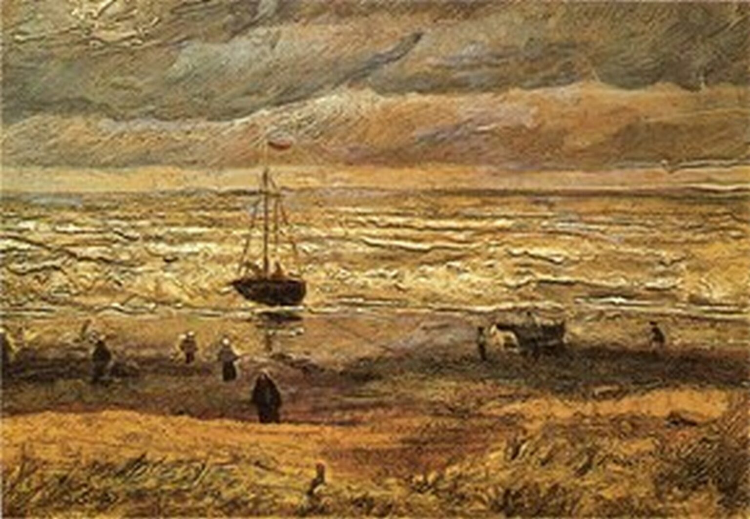 Van Gogh Playa de Scheveningen con tempestad (1882)
