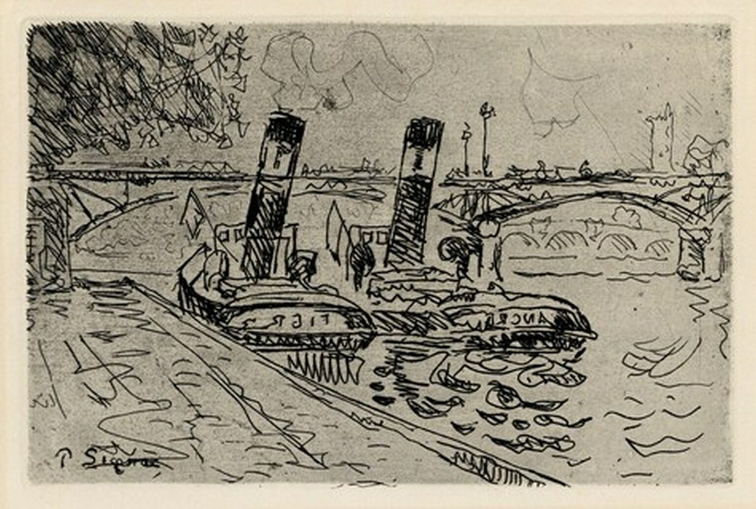 Signac Pont des Arts avec Remorqueurs