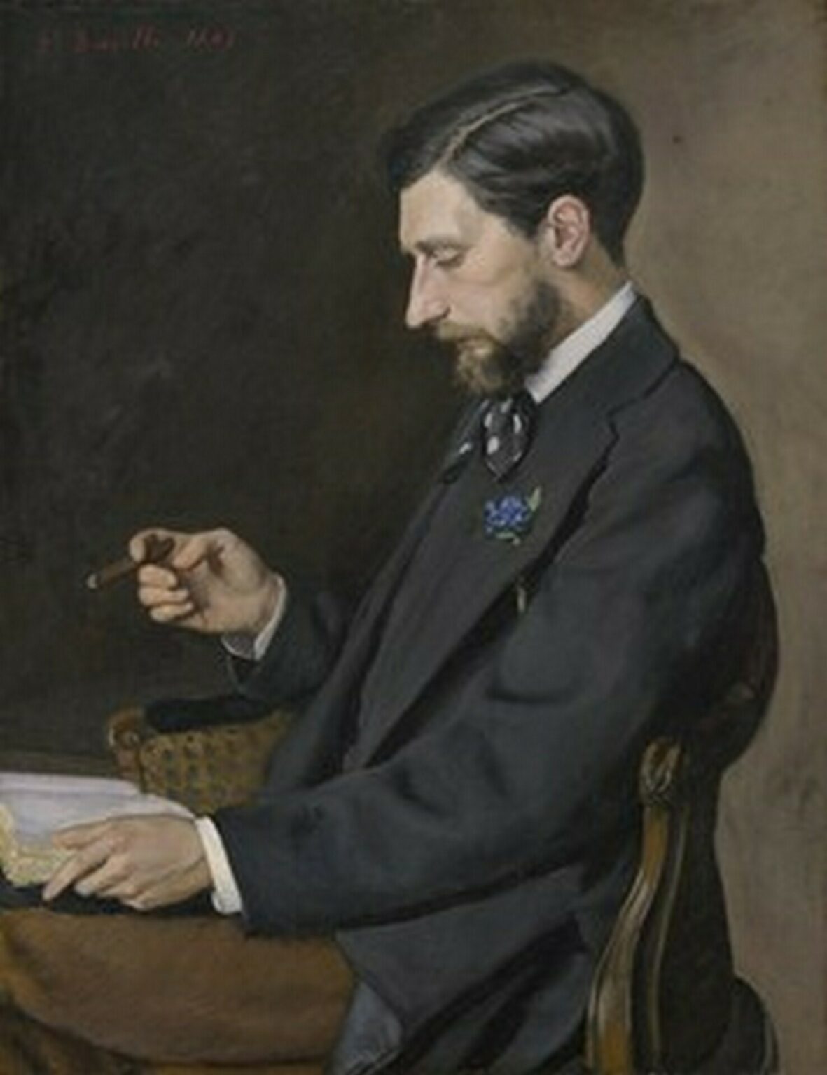 Bazille Portrait of Edmond Maître (1869)