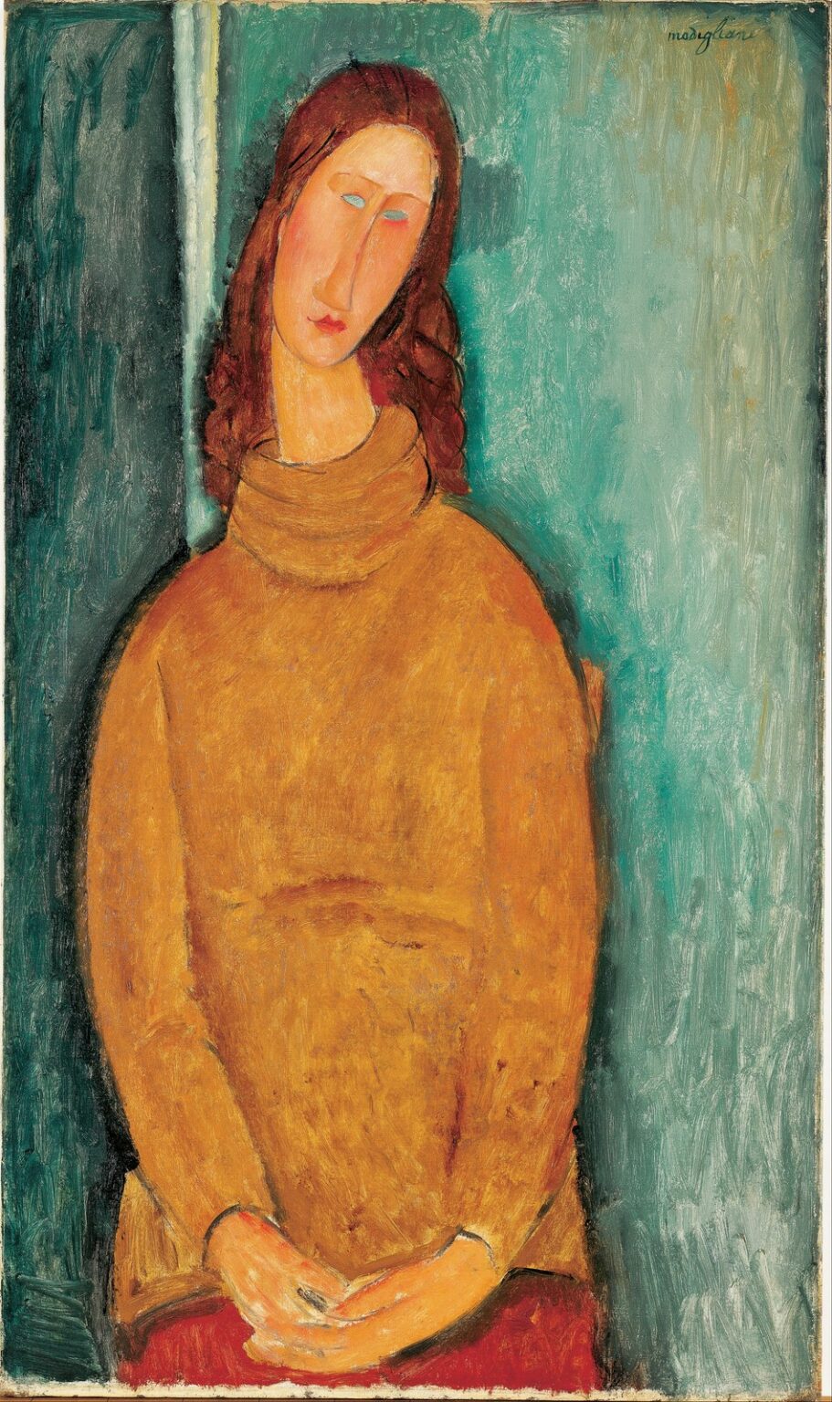 Modigliani Portrait of Jeanne Hébuterne in a Yellow Jumper (1919)