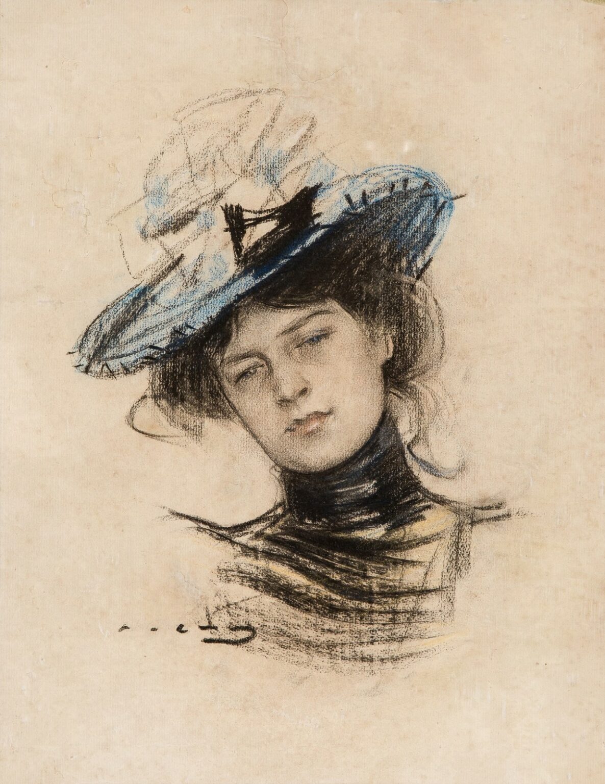 Casas Portrait of a Young Lady in a Blue Hat