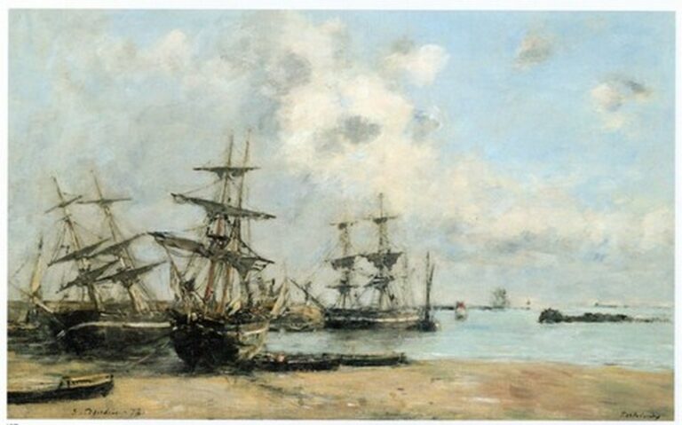 Boudin Portrieux, bateaux dans le port (1873)