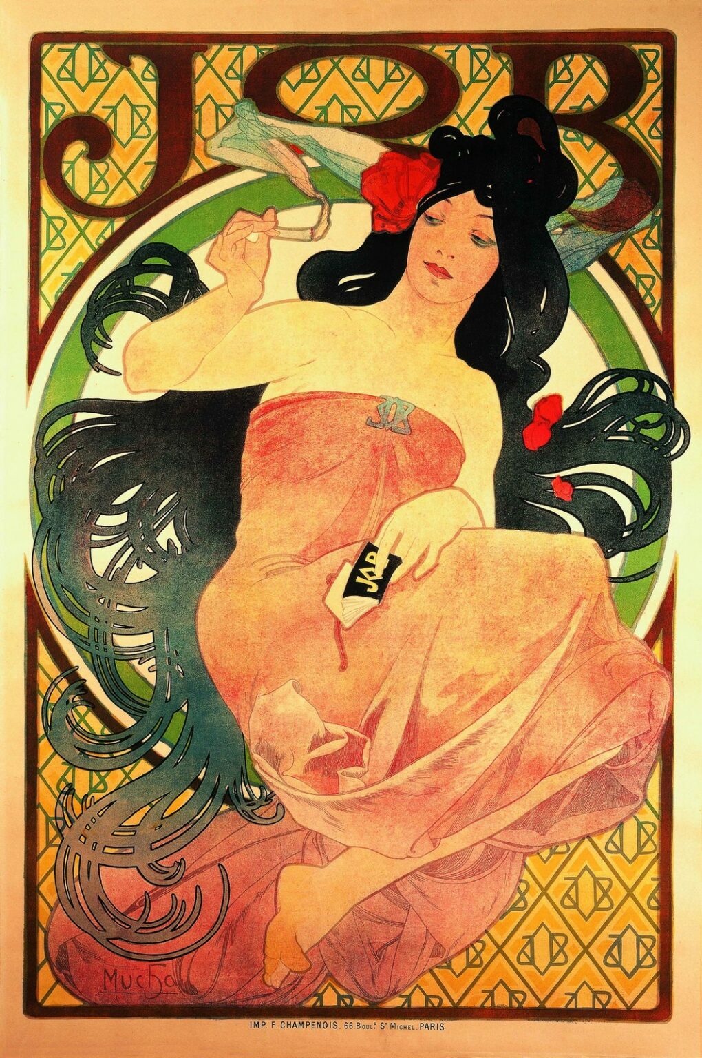 Mucha Poster for Job cigarette paper (1898)