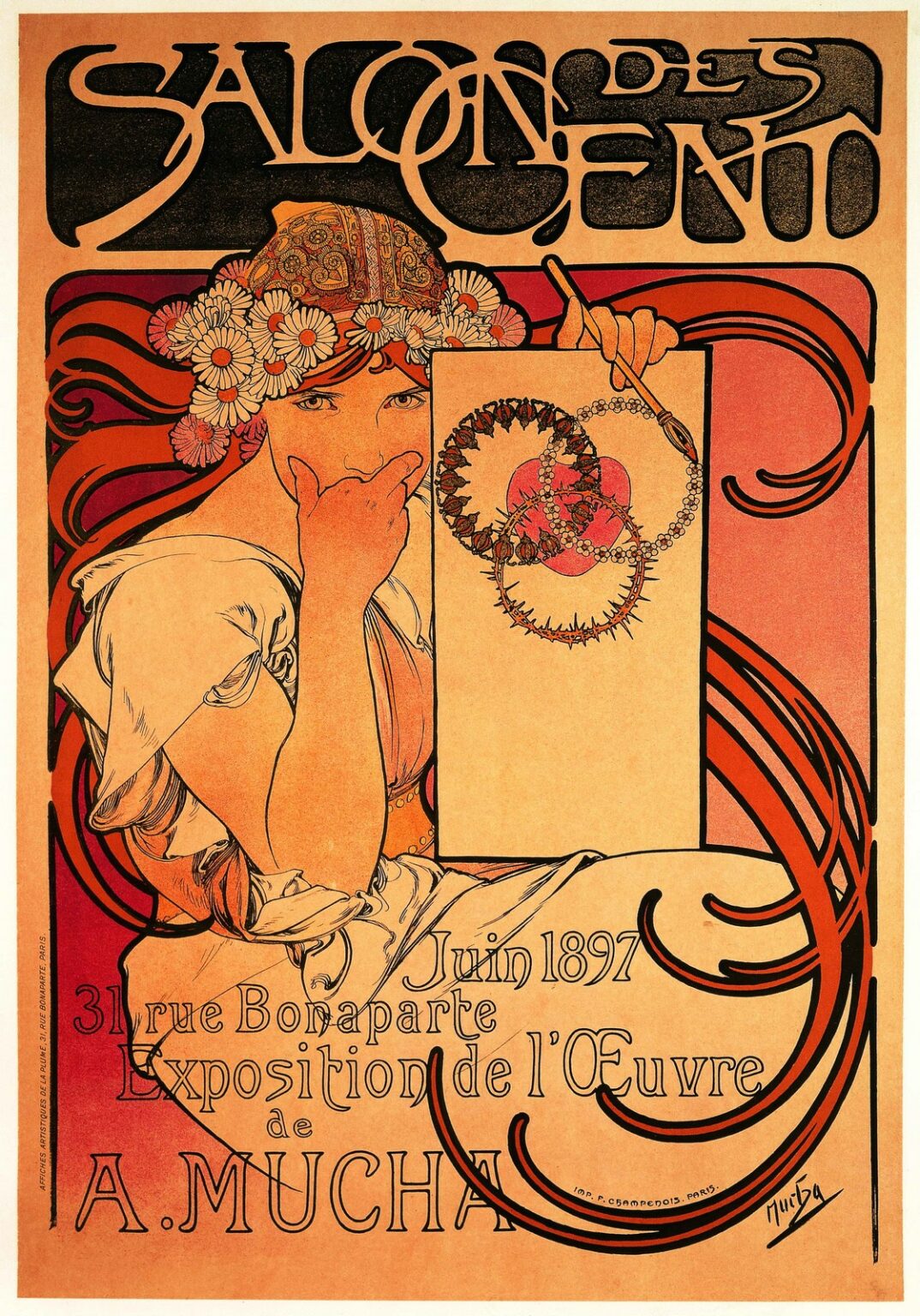Mucha Poster for Salon des Cent Mucha Exhibition June 1897 (1897)