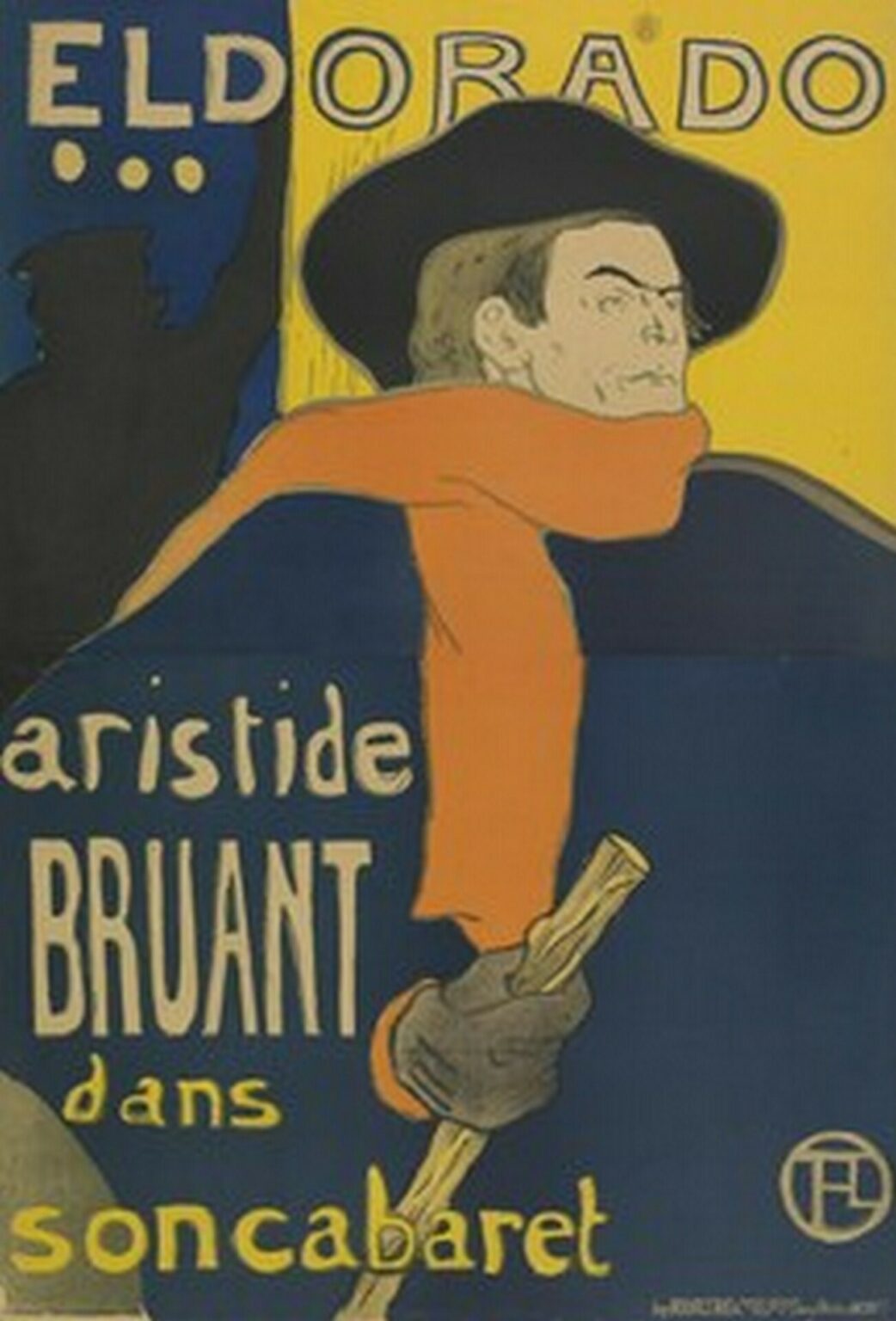 Toulouse-Lautrec Poster for the performace of Artistide Bruant in the Café-concert Eldorado (1892)