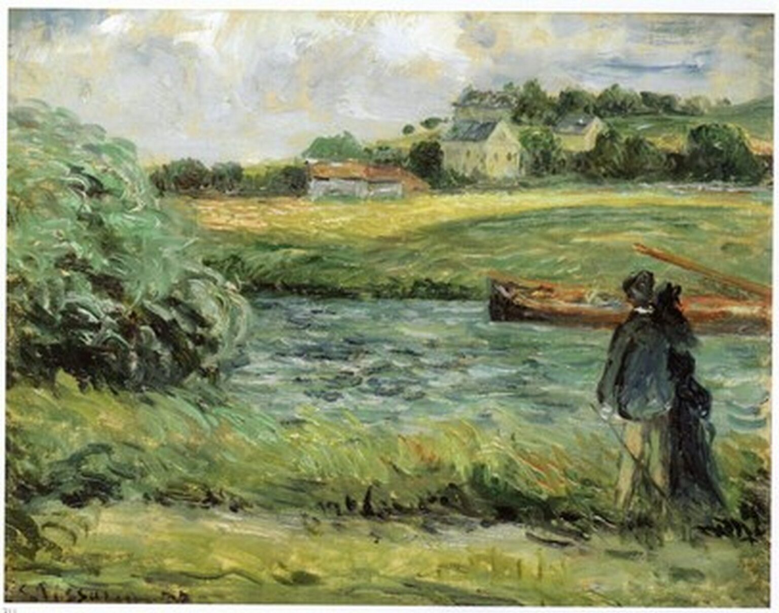 Pissarro Promenade au bord de l'eau, Pontoise (1877)