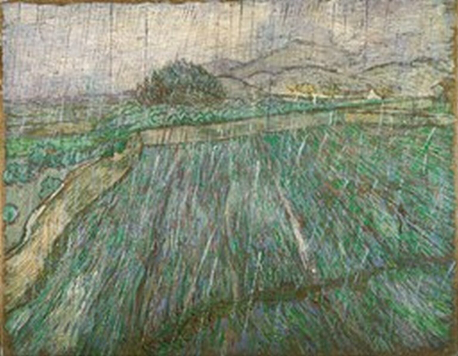 Van Gogh Rain or Enclosed Wheat Field in the Rain (November, 1889)