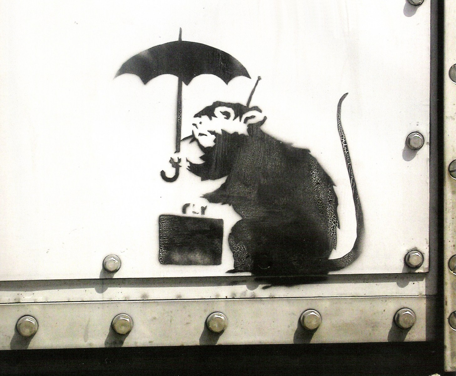 Banksy Rat with umbrella (2003)