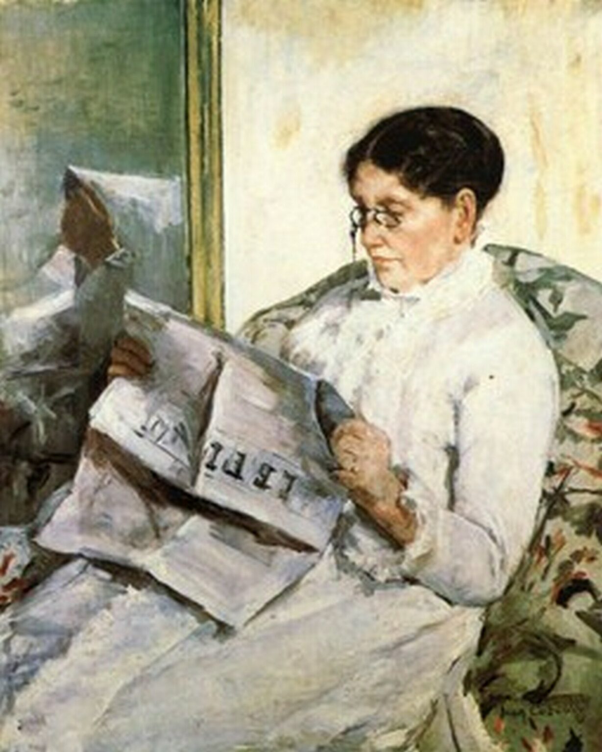 Cassatt Reading Le Figaro (1883)