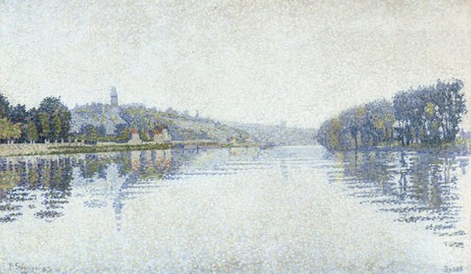 Signac River's Edge The Siene at Herblay (1889)