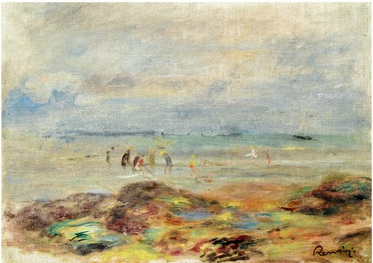 Renoir Rochers avec pêcheurs de Crevettes (1892)