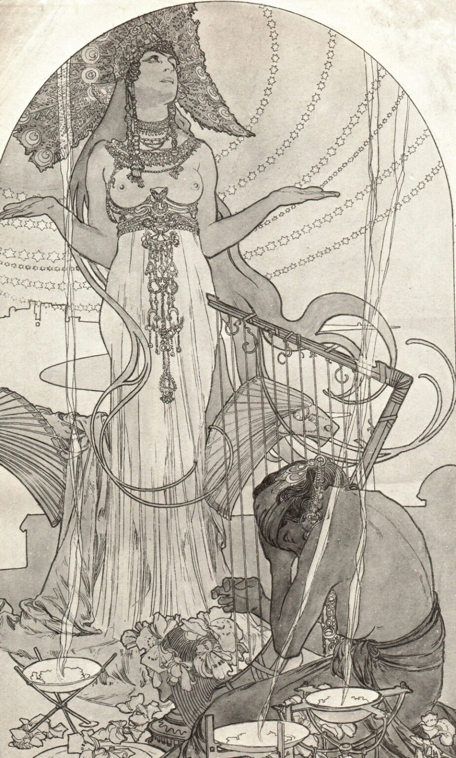 Mucha Salammbô (Drawing detail, 1896)