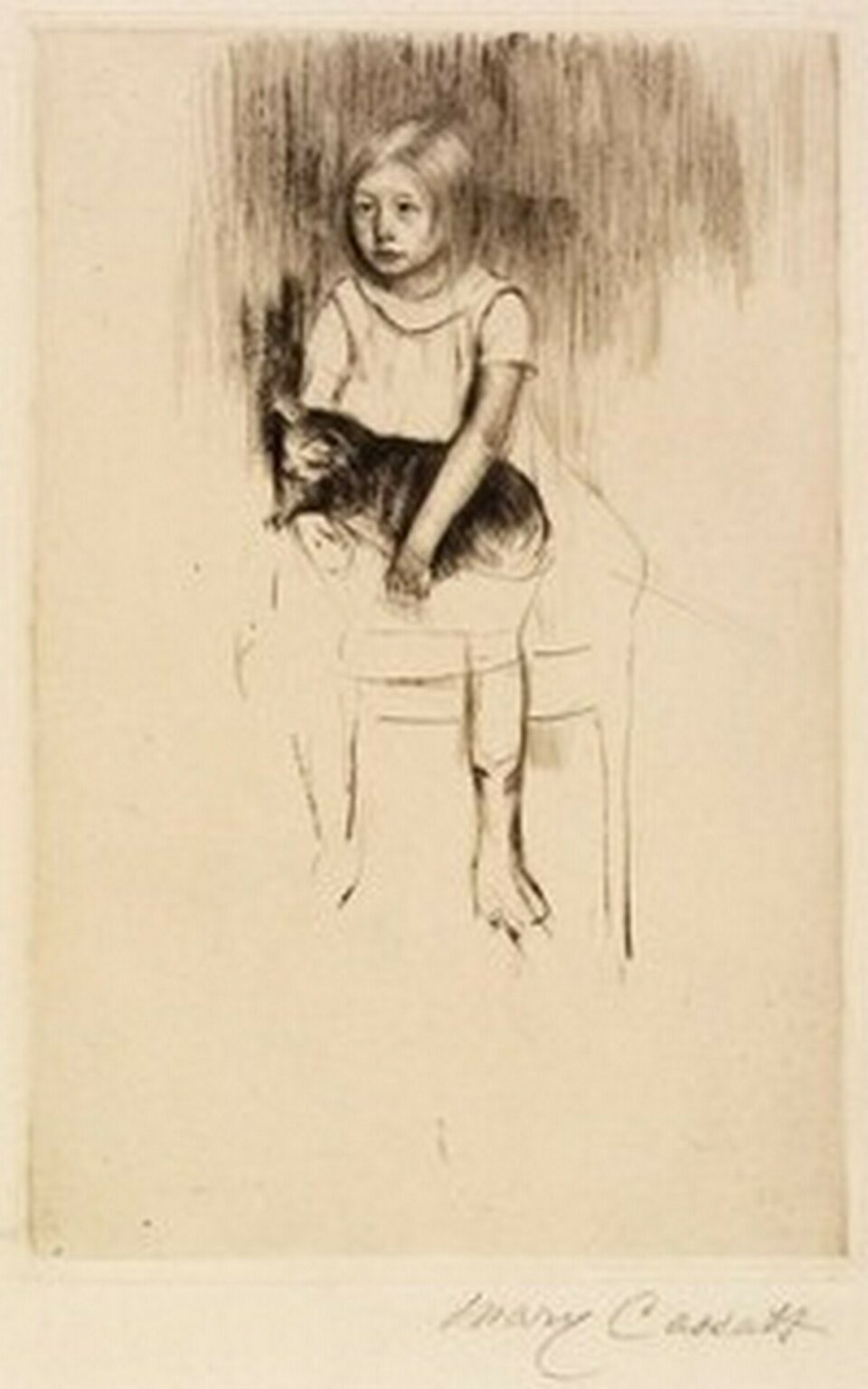Cassatt Sara Holding A Cat