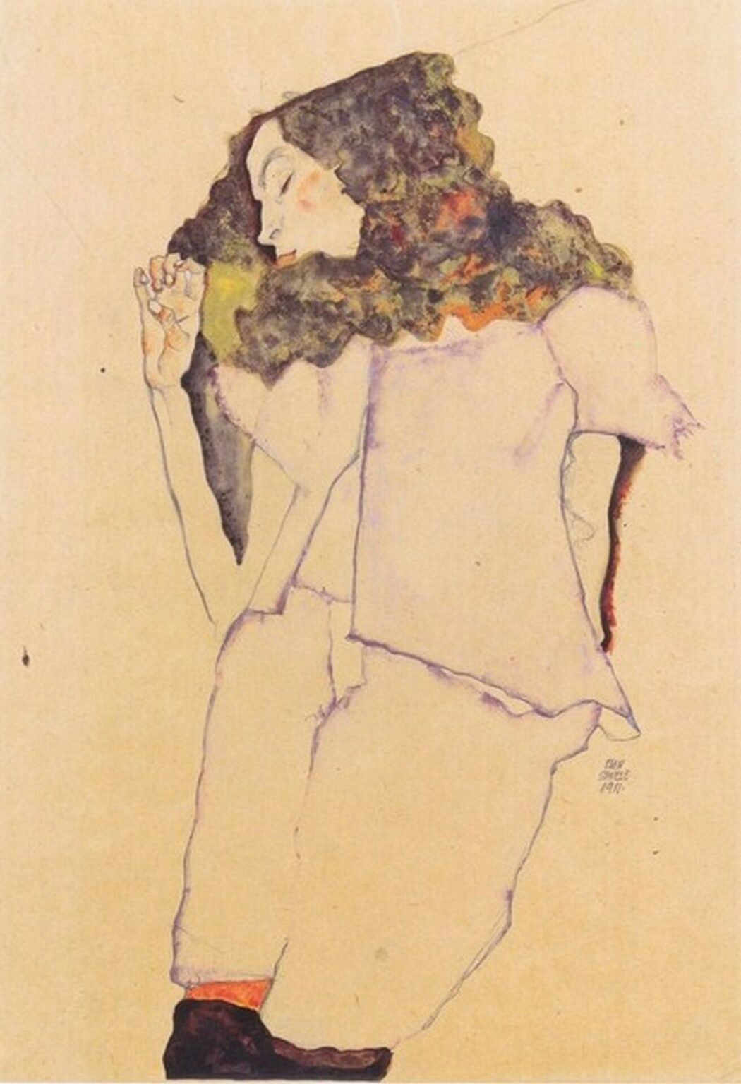 Schiele Schlafendes-Mädchen (1911)