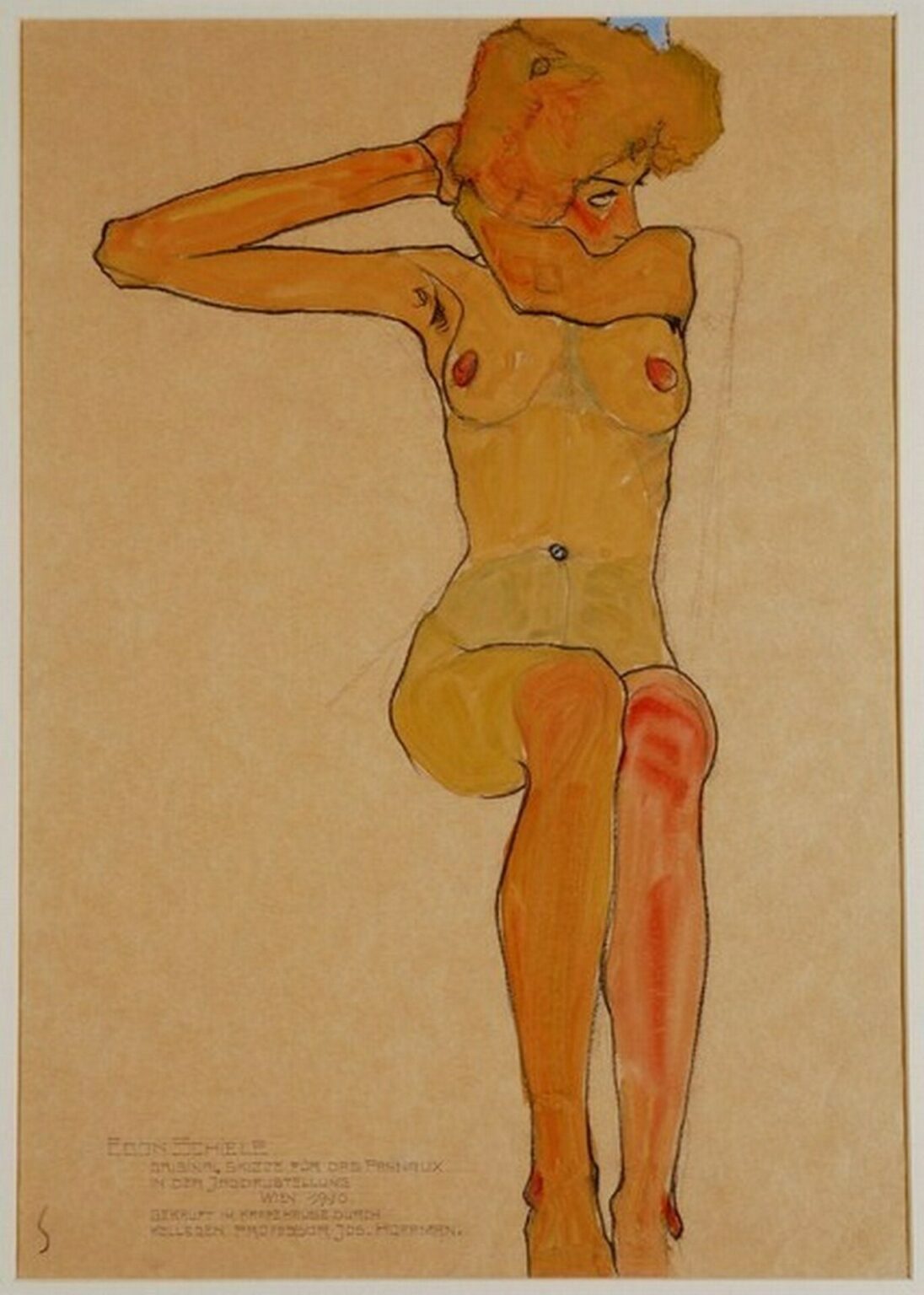 Schiele Seated female nude