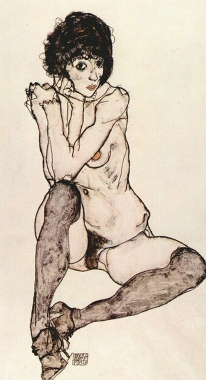 Schiele Sedentary girl act. (1914)