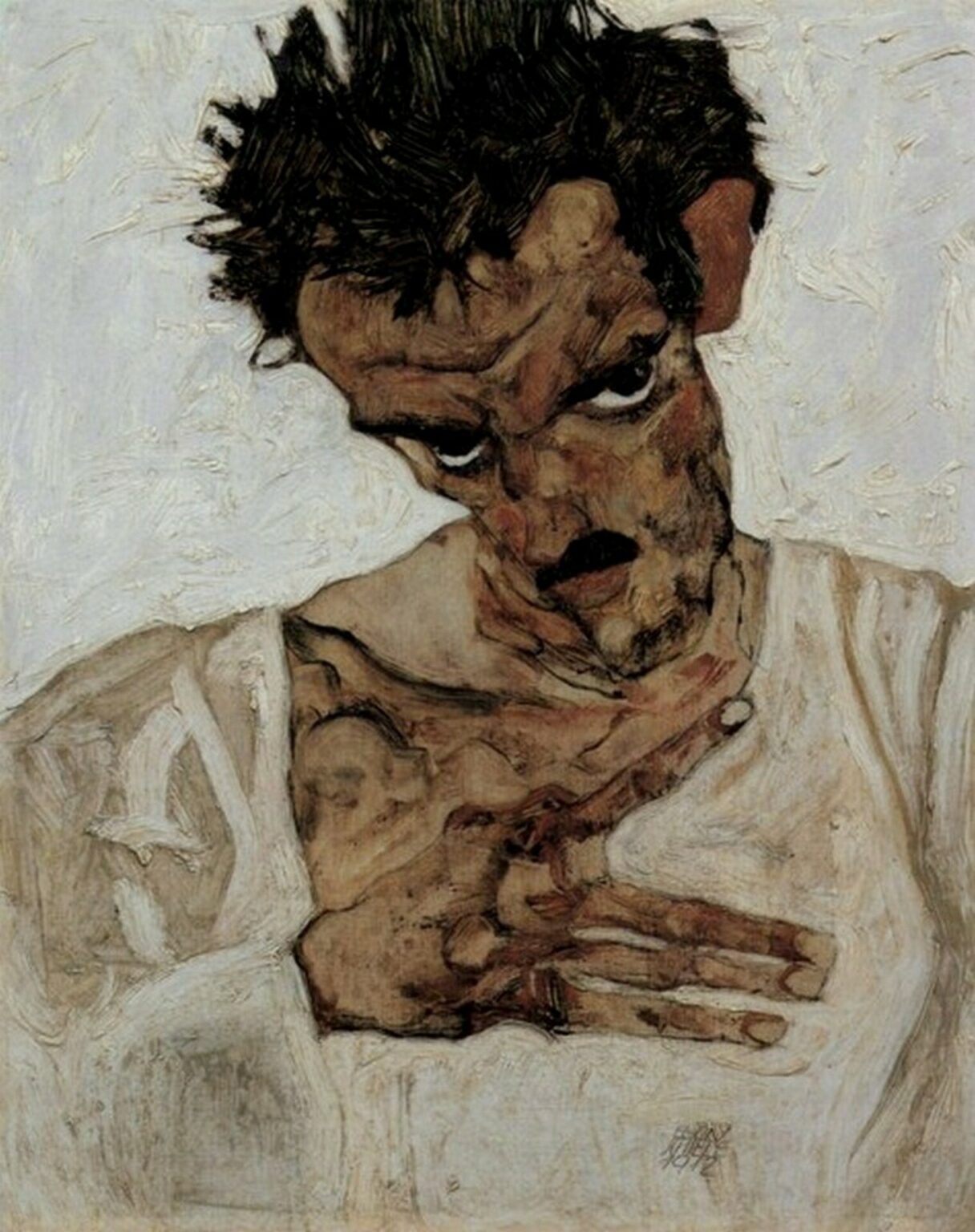 Schiele Self-Portrait with Lowered Head