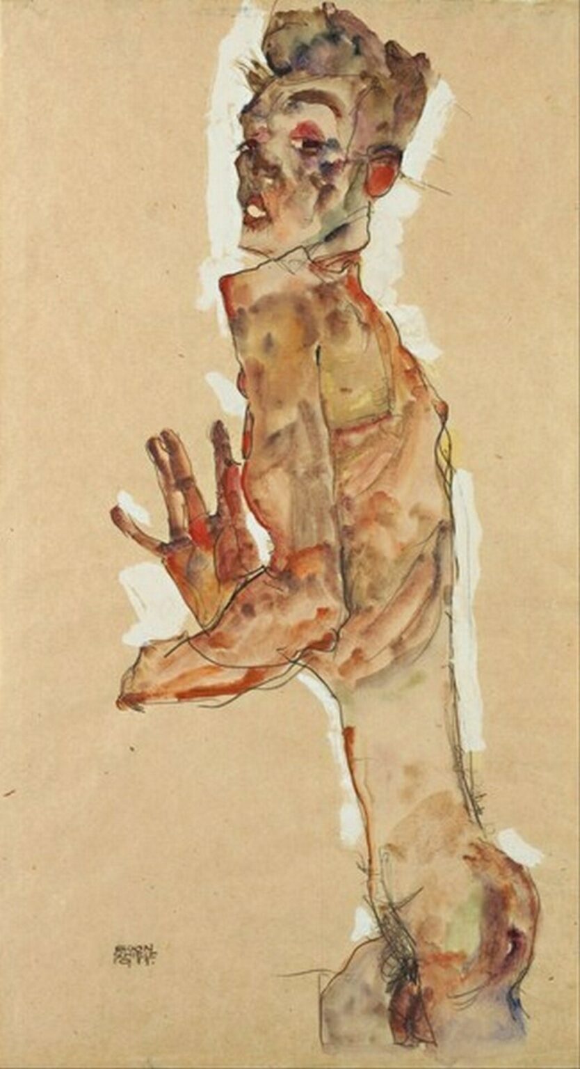 Schiele Self-Portrait with Splayed Fingers