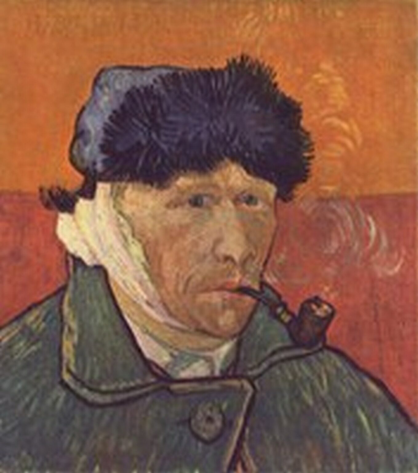 Van Gogh Self-portrait with Bandaged Ear and Pipe (1889)
