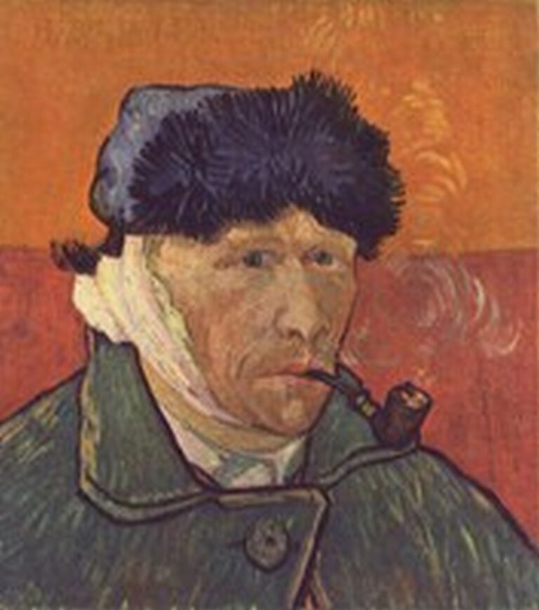 Van Gogh Self-portrait with Bandaged Ear and Pipe (1889)