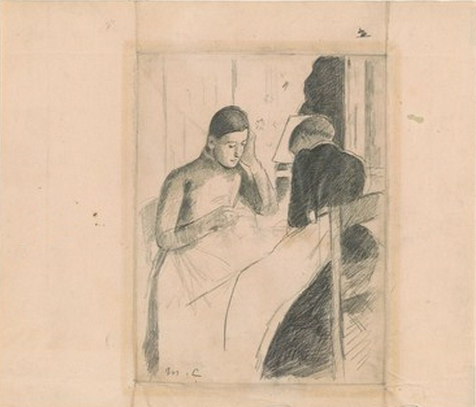 Cassatt Sewing by Lamplight (c. 1883)