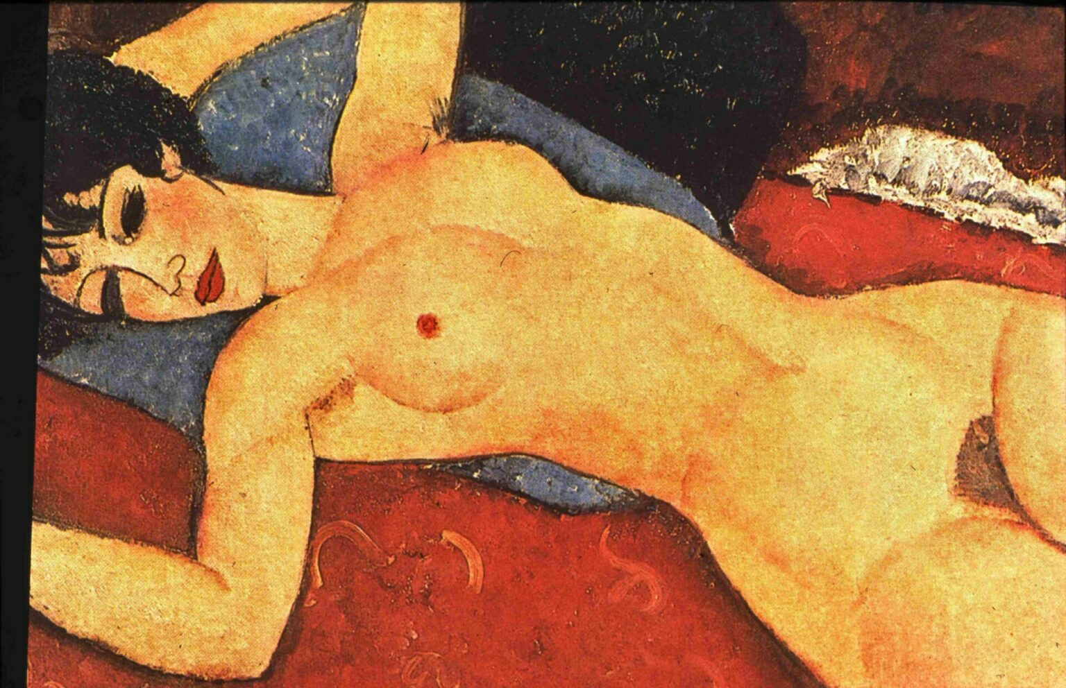 Modigliani Sleeping Nude with Arms Open (Red Nude) (1917)
