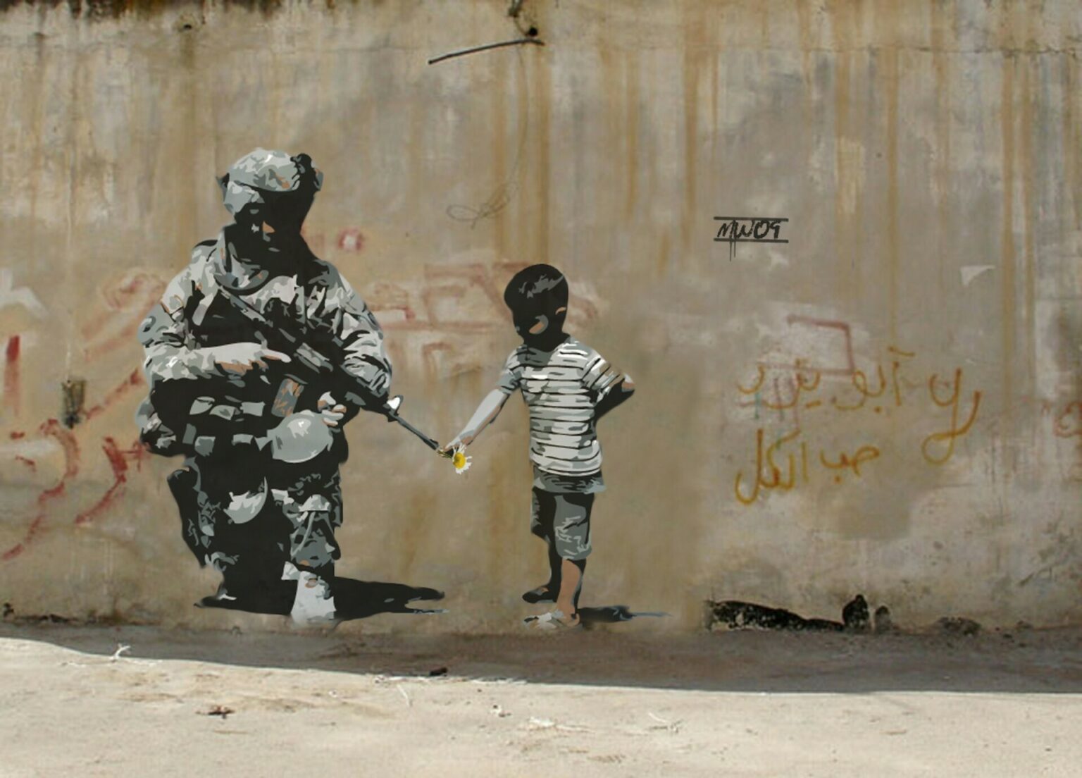 Banksy Soldado y niño