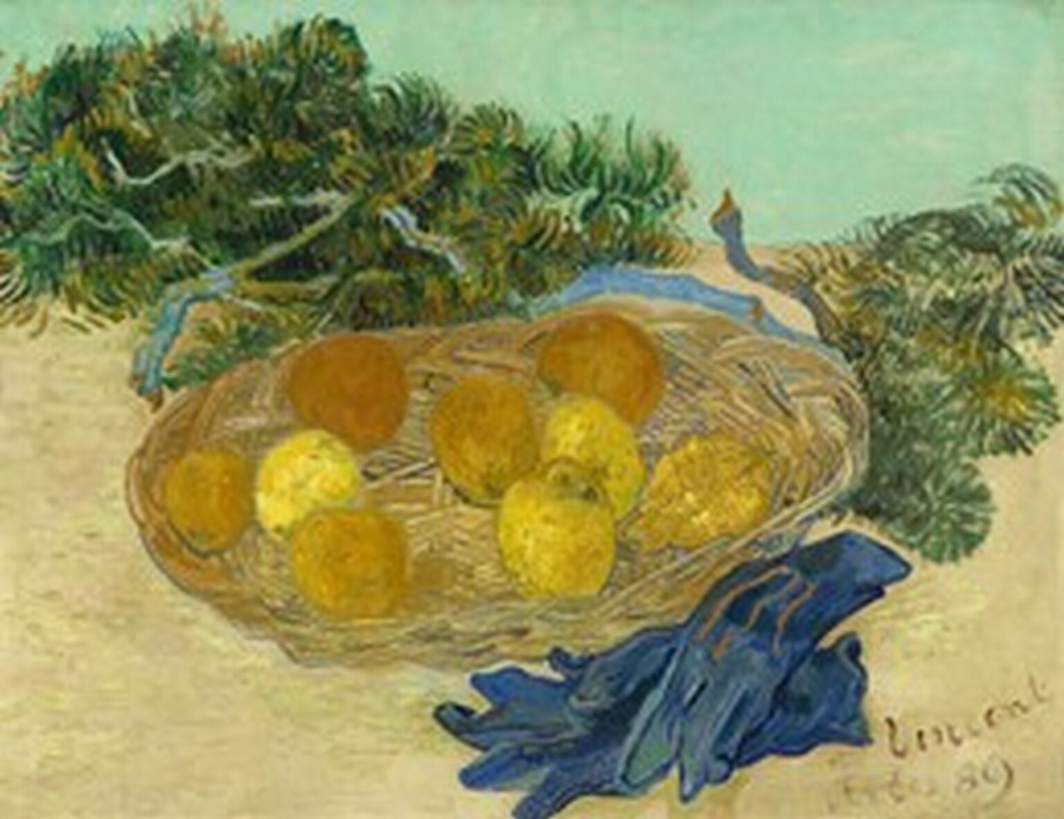 Van Gogh Still Life of Oranges and Lemons with Blue Gloves (1889)