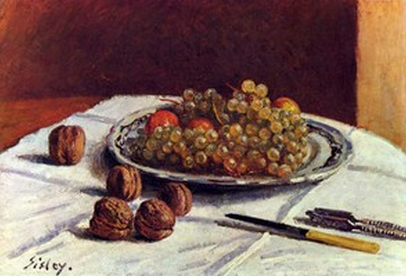 Sisley Stilleben, Trauben und Nüsse (1880)