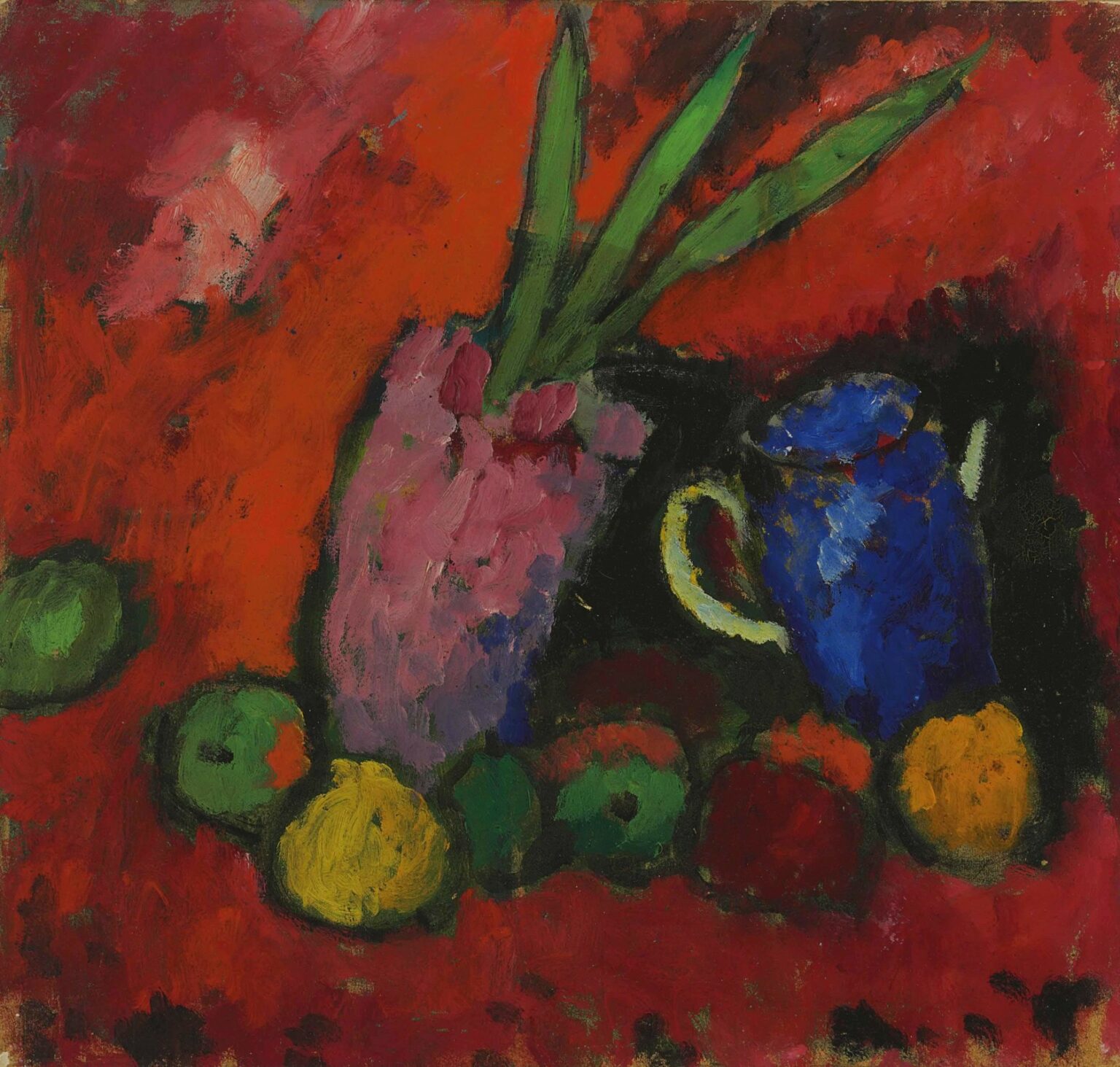 Jawlensky Stilleben mit Hyazinthe, blauem Krug und Äpfeln (ca.1912)
