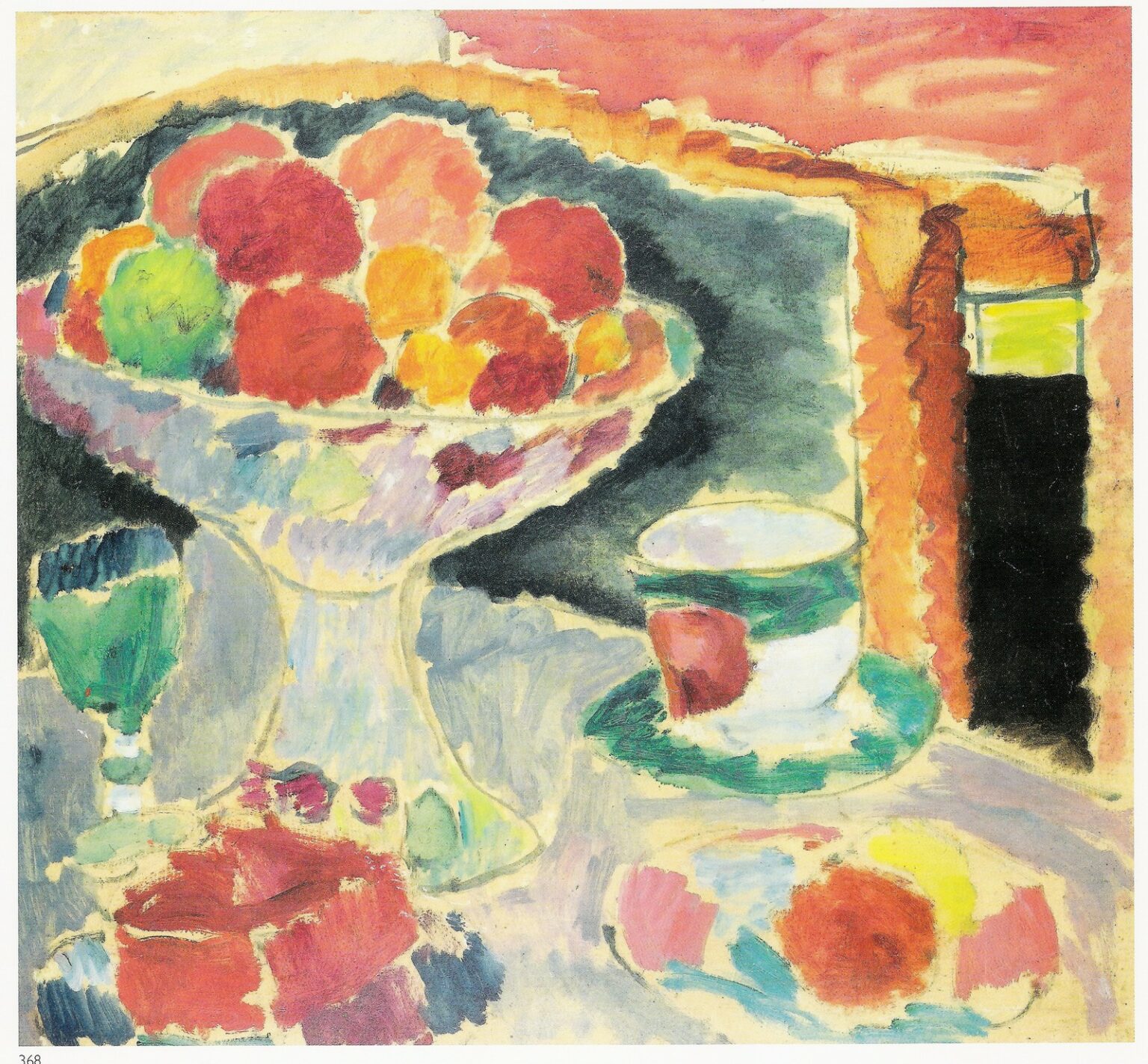 Jawlensky Stilleben mit obstschale, böhmischem glass und empiretasse (1907)