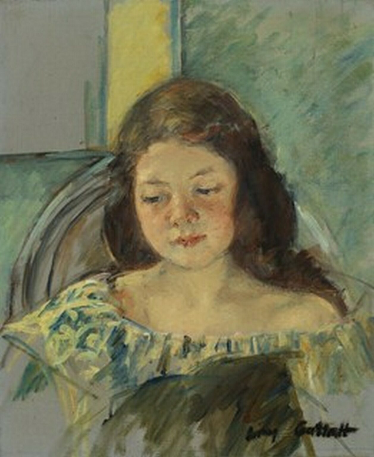 Cassatt Study for Francoise in a Round-Backed Chair, Reading (c. 1909)