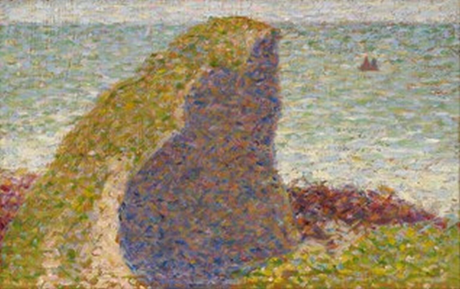 Seurat Study for "Le Bec du Hoc, Grandcamp" (1885)