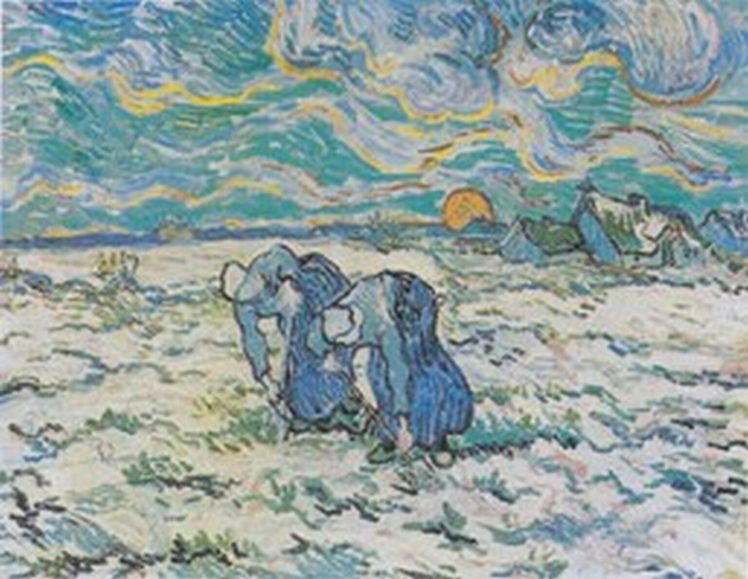 Van Gogh Two Peasant Women Digging in a Snow-Covered Field at Sunset (after Millet, 1890)