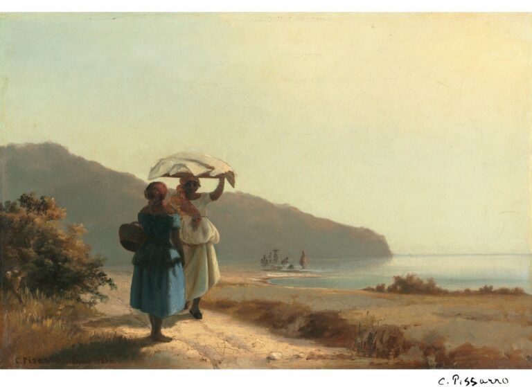 Pissarro Two Women Chatting by the Sea, St. Thomas (1856)