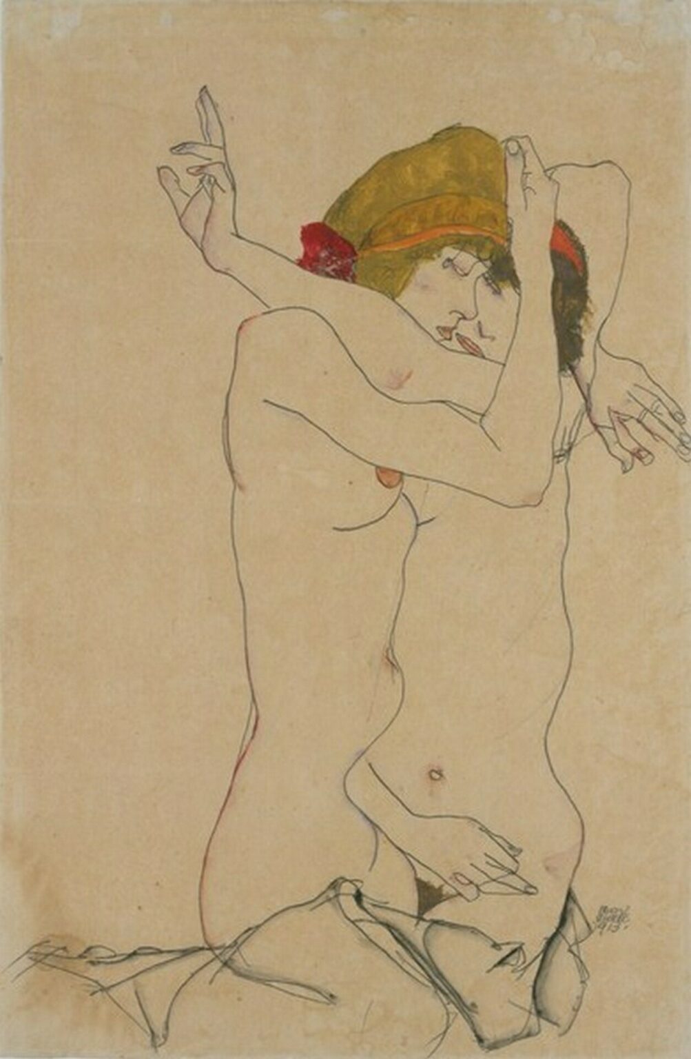 Schiele Two women embracing (1913)