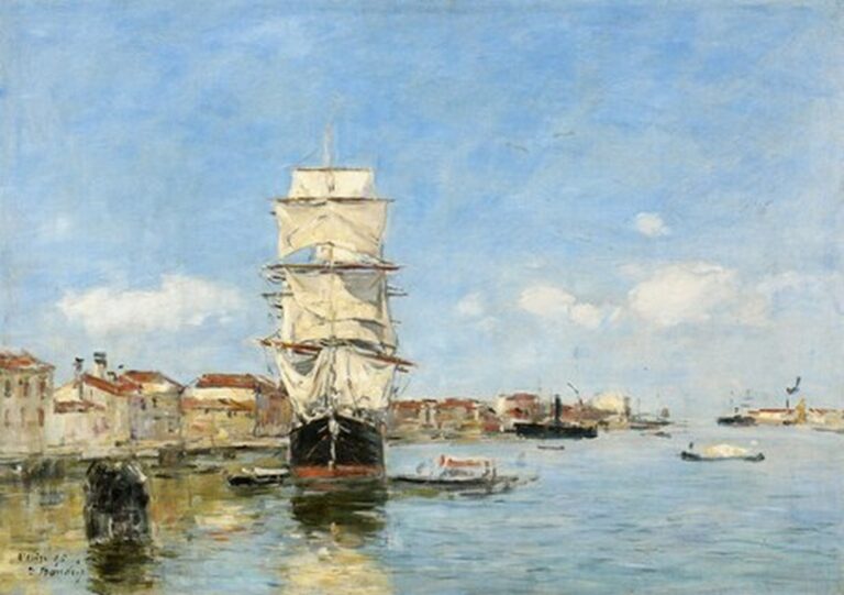 Boudin Venise. Navire à Quai. Canal de La Giudecca (1895)