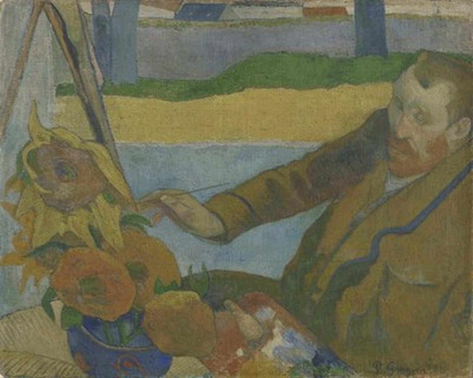 Gauguin Vicent van Gogh Painting Sunflowers (1888)