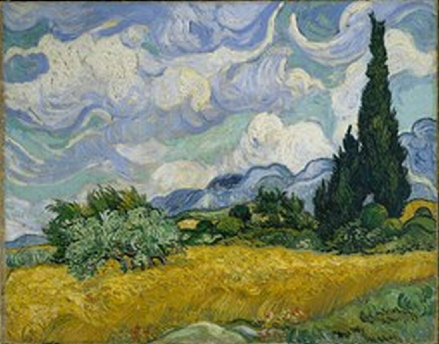 Van Gogh Wheat Field with Cypresses at the Haude Galline near Eygalieres (1889)