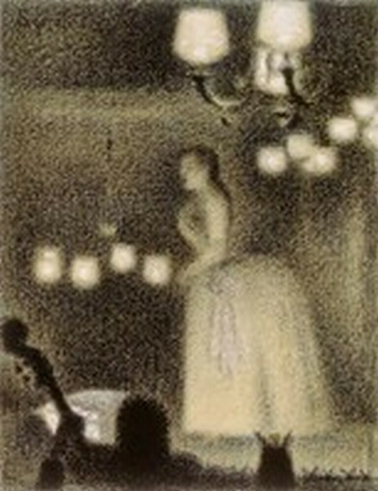 Seurat Woman Singing in a Cafe-Chantant (1887)
